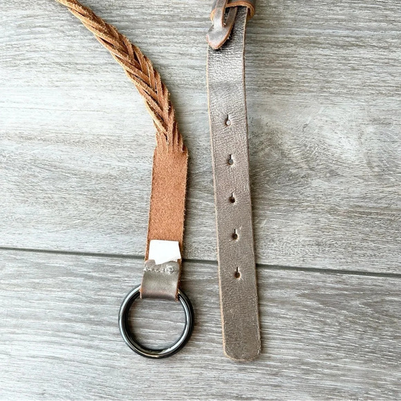 Gap Pearl Silver Leather Braided Leather Belt - Picture 10 of 12
